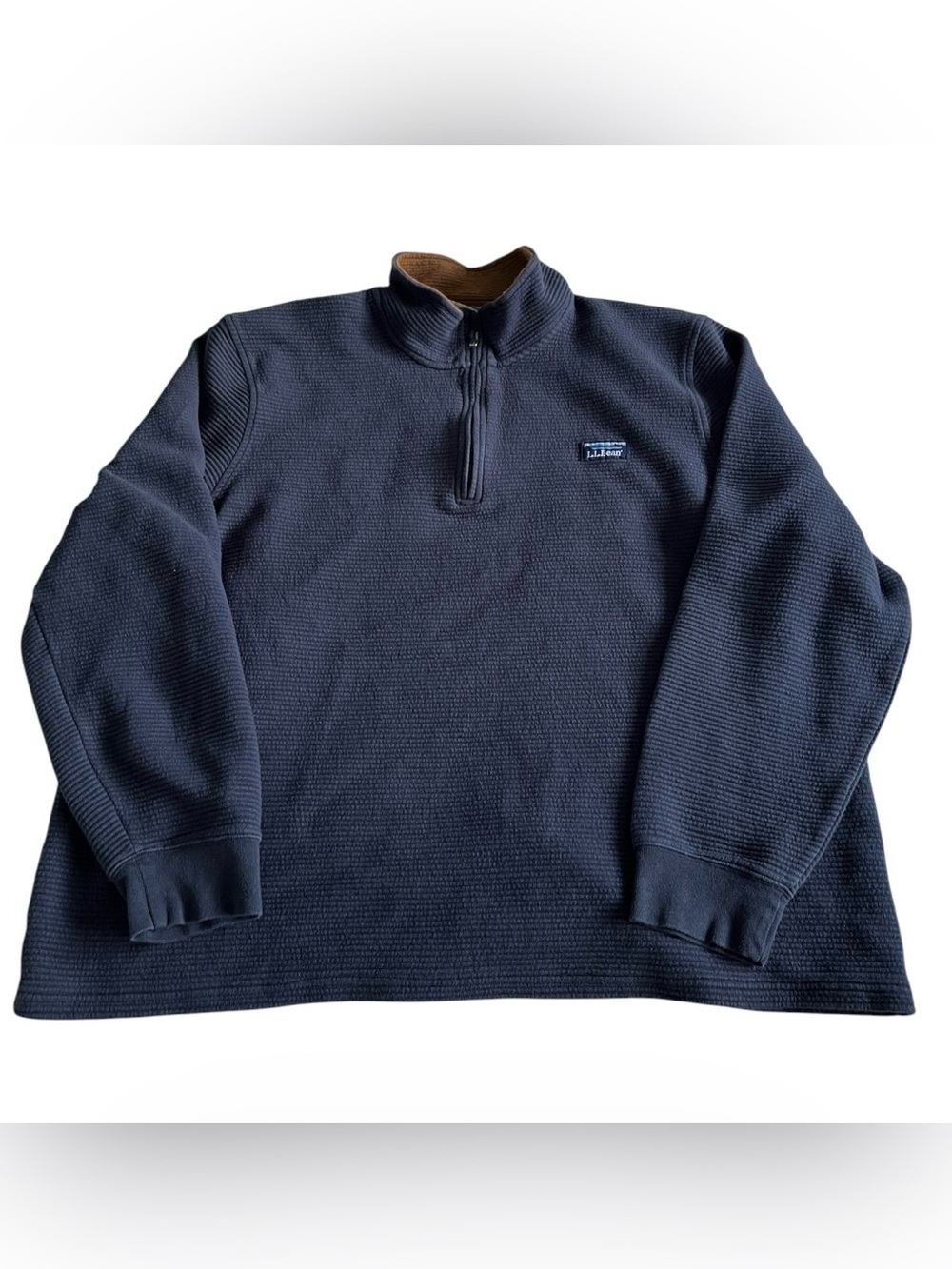 L.L.Bean Mens Lakewashed Double‑Knit Quarter‑Zip Pullover XXL Reg Navy 520811